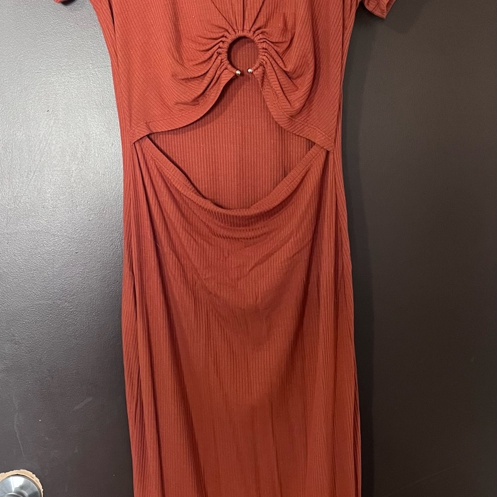 Chic Rust Midi Dress - Picture 3 of 3